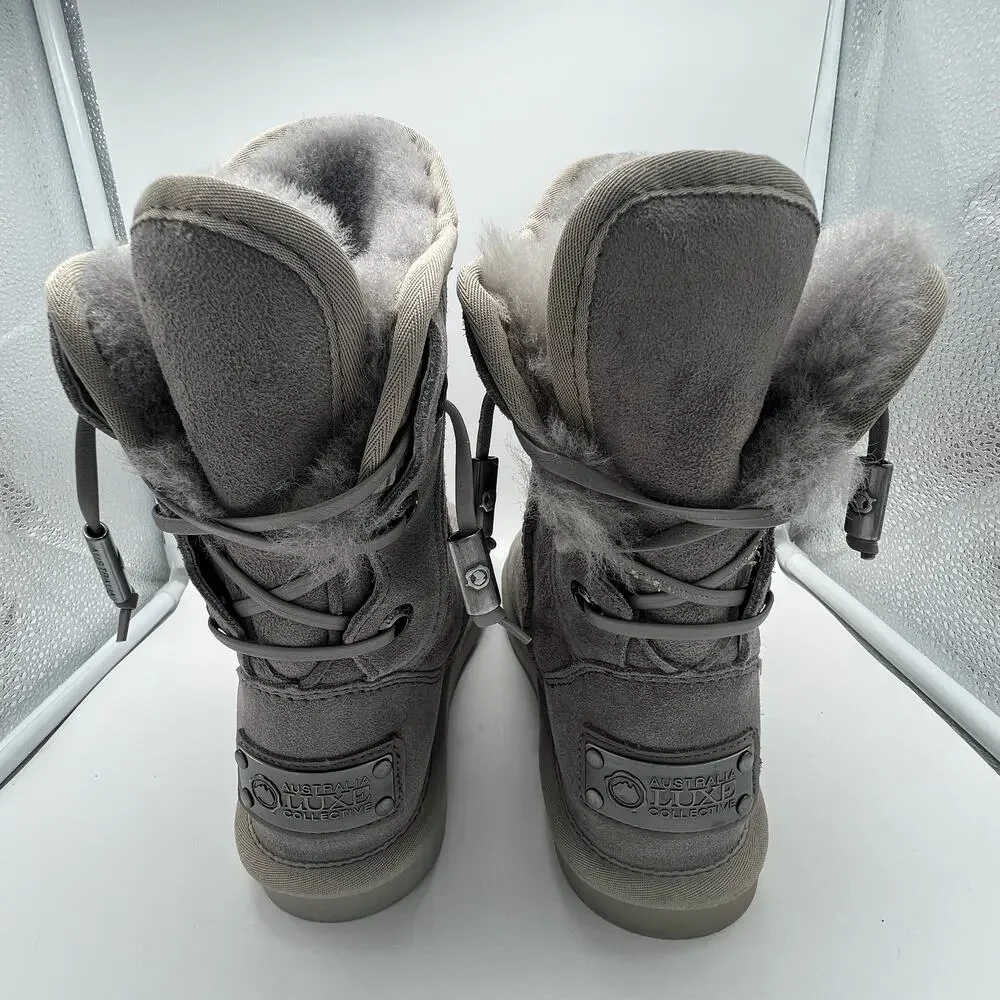 Australia Luxe Collective Women's Gray Suede Lace Up Ankle Boots Size US 5 EU 36